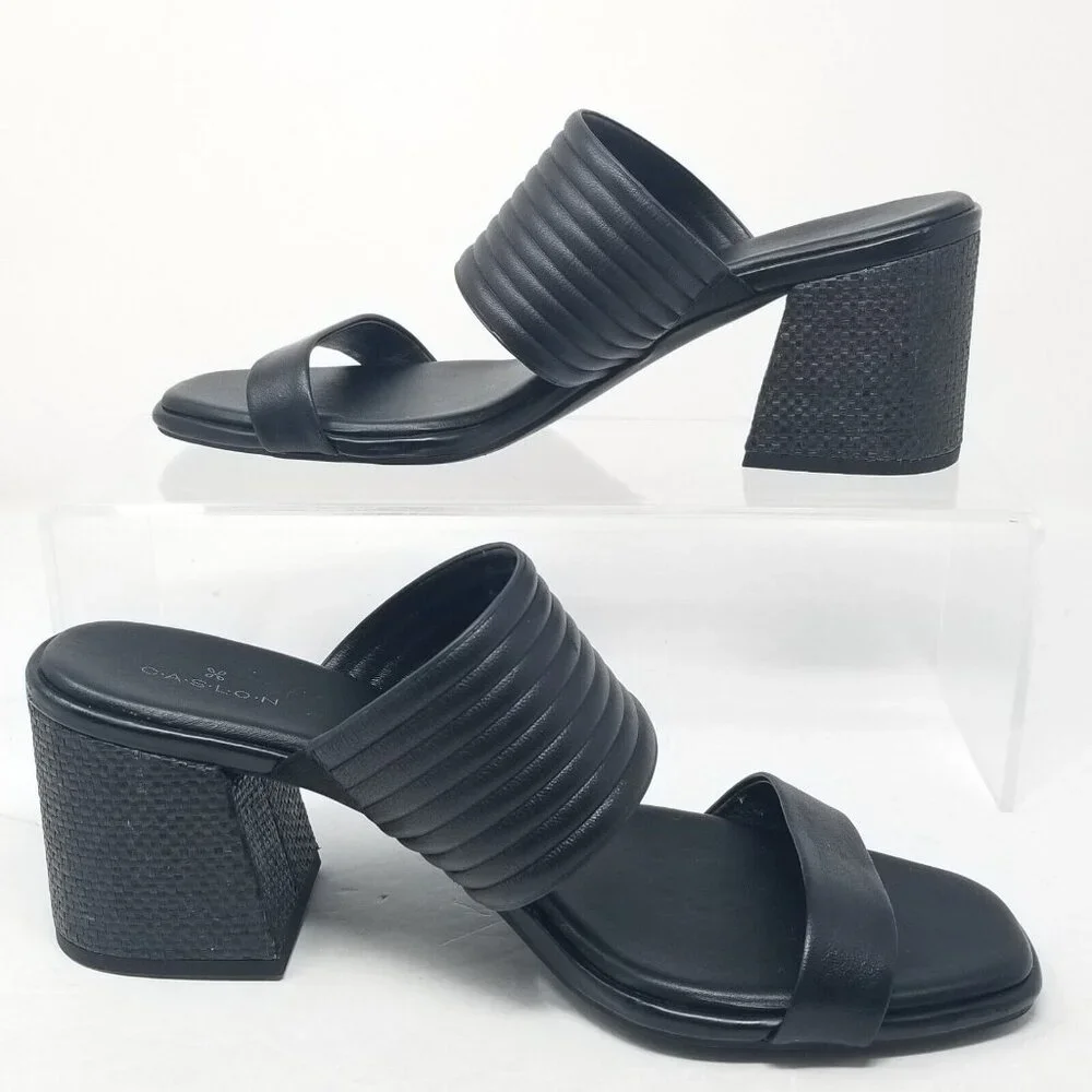 Caslon Women's Sandals Black Slides Lamia Slip On Vegan Open Toe Block H… - Picture 2 of 8